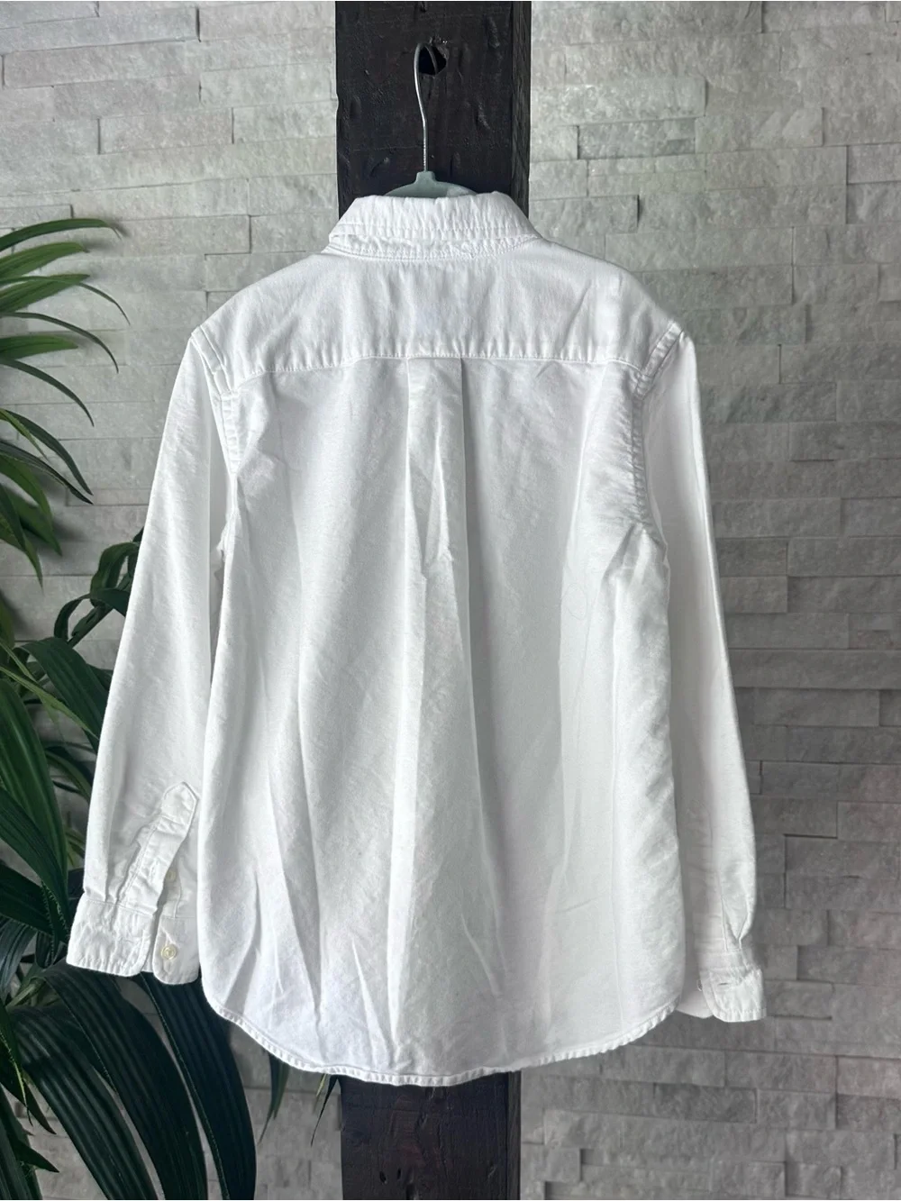 Ralph Lauren White Long-Sleeve Cotton Button-Down Shirt Pony Logo Size 7